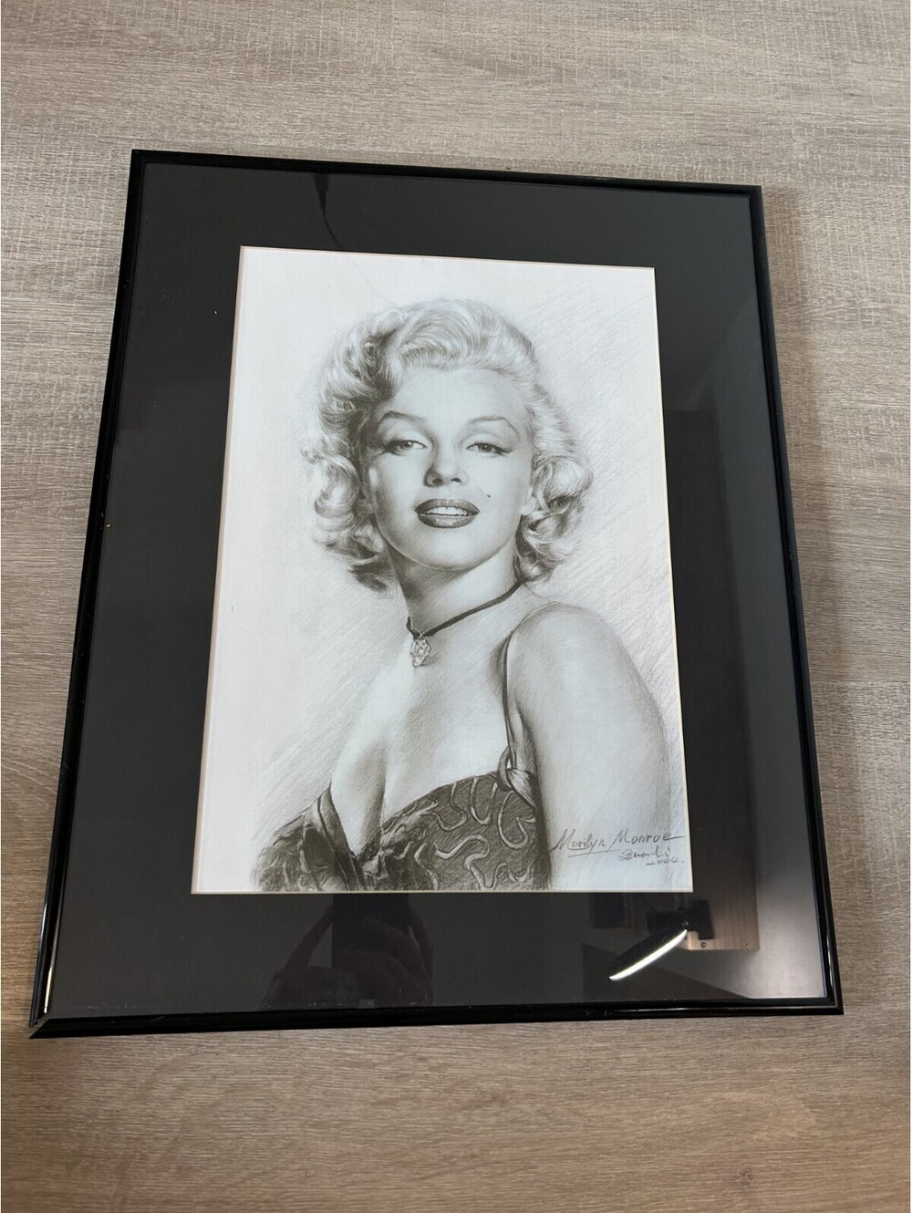 Framed Original Marilyn Monroe Portrait Drawing Print